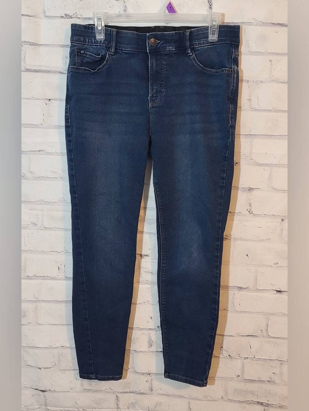 Curve Appeal Denim Comfort Waist Ankle Stretch Jeans Button Sz 12